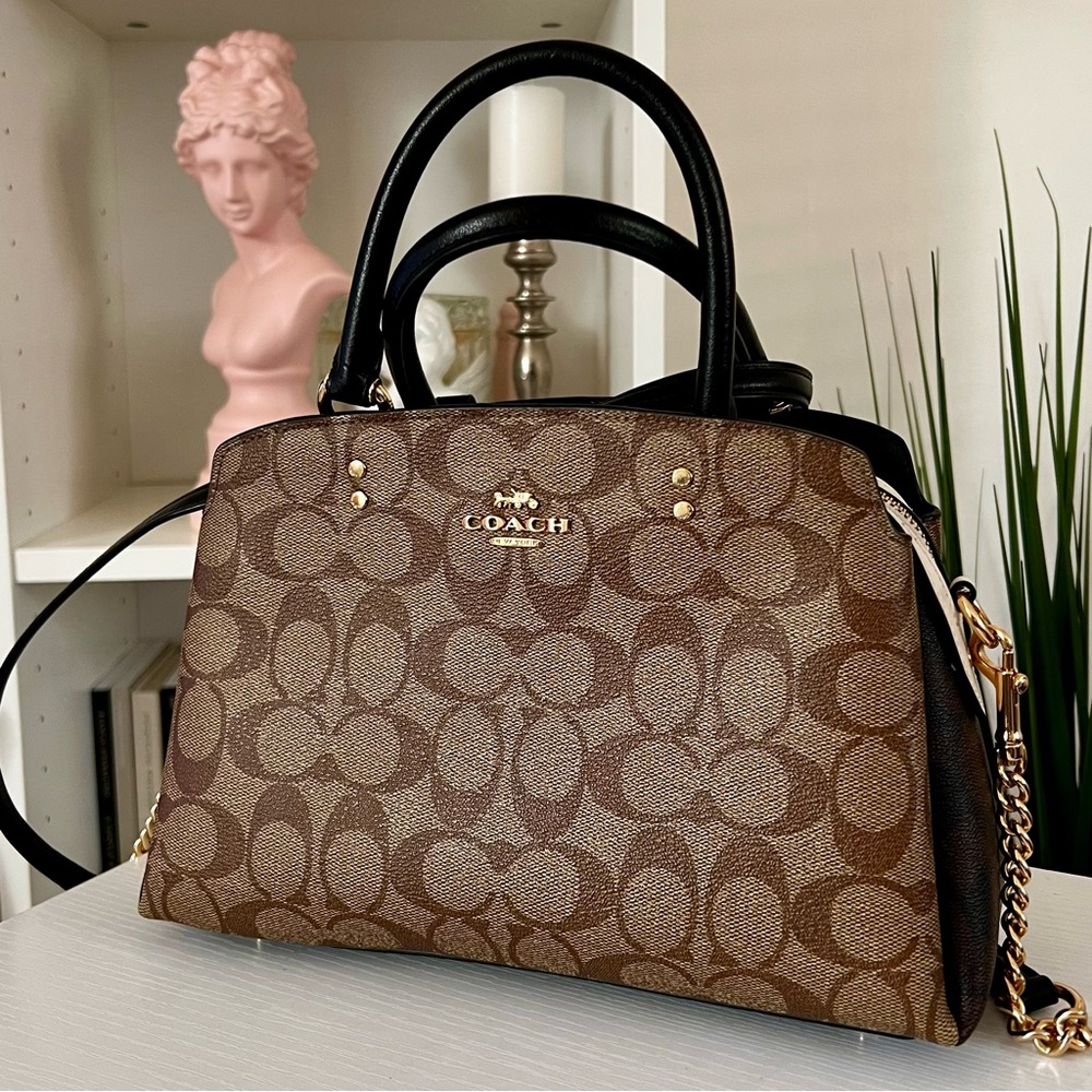 COACH LILLIE CARRYALL - KHAKI BROWN MULTI SIGNATURE CANVAS